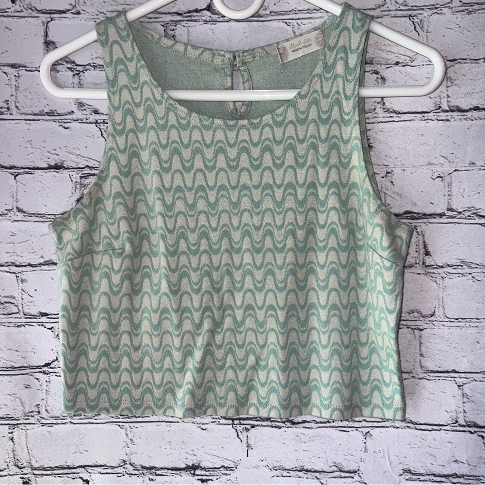 Altar’d State Sleeveless‎ Crop Top Light Green and Tan Size Large